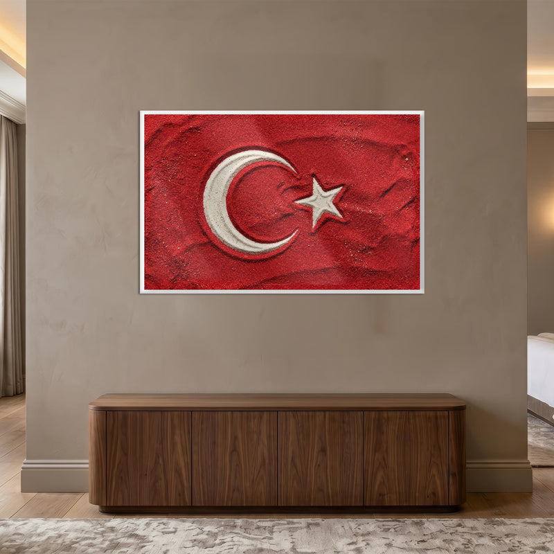 Kum Görünümlü Türk Bayrağı Cam Tablo – Cam Tablo