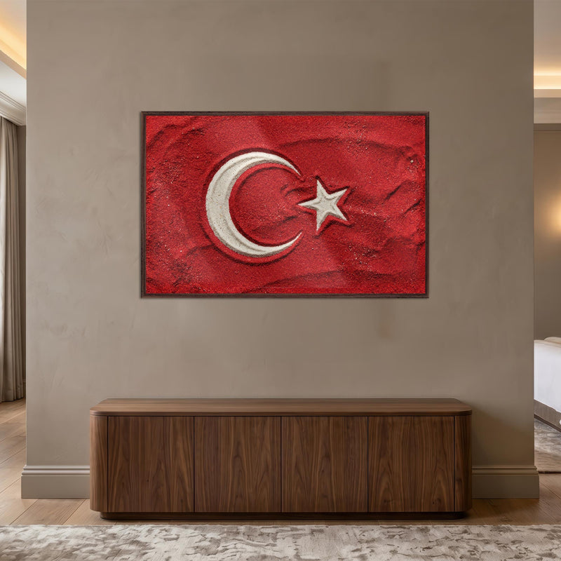 Kum Görünümlü Türk Bayrağı Cam Tablo – Cam Tablo