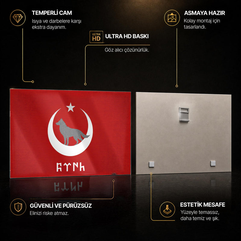 Bozkurt Ay Yıldız Göktürk Cam Tablo – Cam Tablo