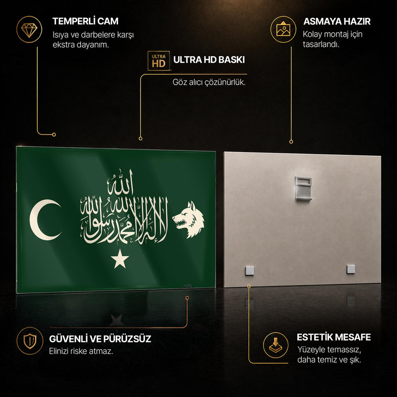 Türk İslam Bayrağı Cam Tablo – Cam Tablo