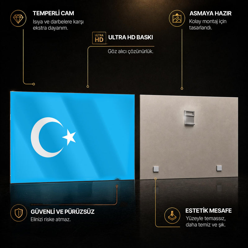 Doğu Türkistan Bayrağı Cam Tablo – Cam Tablo