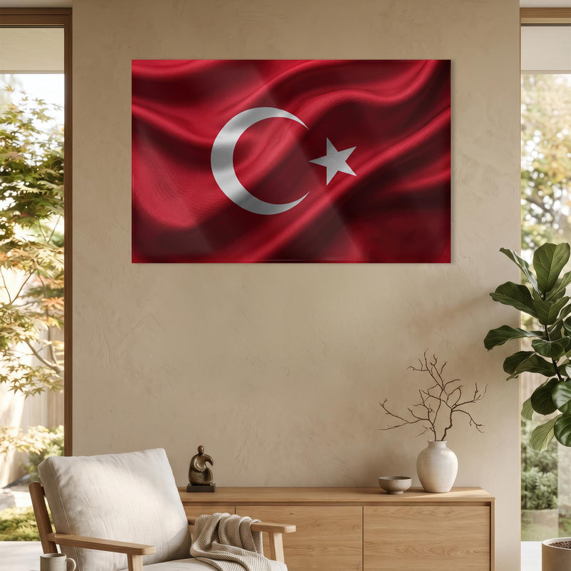 İpek Görünümlü Türk Bayrağı Cam Tablo – Cam Tablo