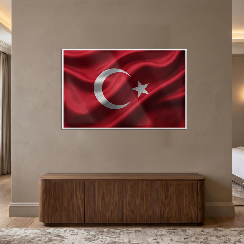 İpek Görünümlü Türk Bayrağı Cam Tablo – Cam Tablo