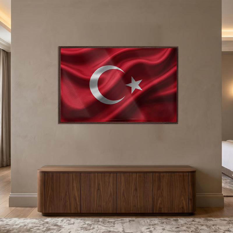 İpek Görünümlü Türk Bayrağı Cam Tablo – Cam Tablo