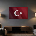 Minimal 3D Türk Bayrağı Cam Tablo – Cam Tablo