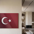 Minimal 3D Türk Bayrağı Cam Tablo – Cam Tablo