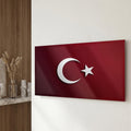 Minimal 3D Türk Bayrağı Cam Tablo – Cam Tablo