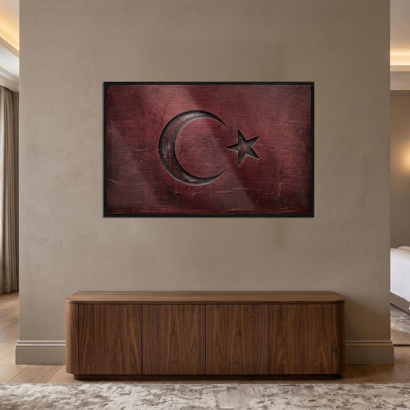 Metal Oyma Görünümlü Türk Bayrağı Cam Tablo – Cam Tablo