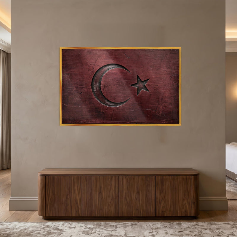 Metal Oyma Görünümlü Türk Bayrağı Cam Tablo – Cam Tablo
