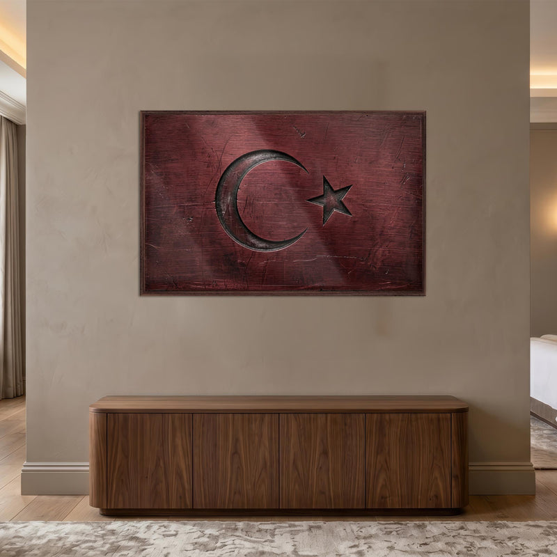 Metal Oyma Görünümlü Türk Bayrağı Cam Tablo – Cam Tablo
