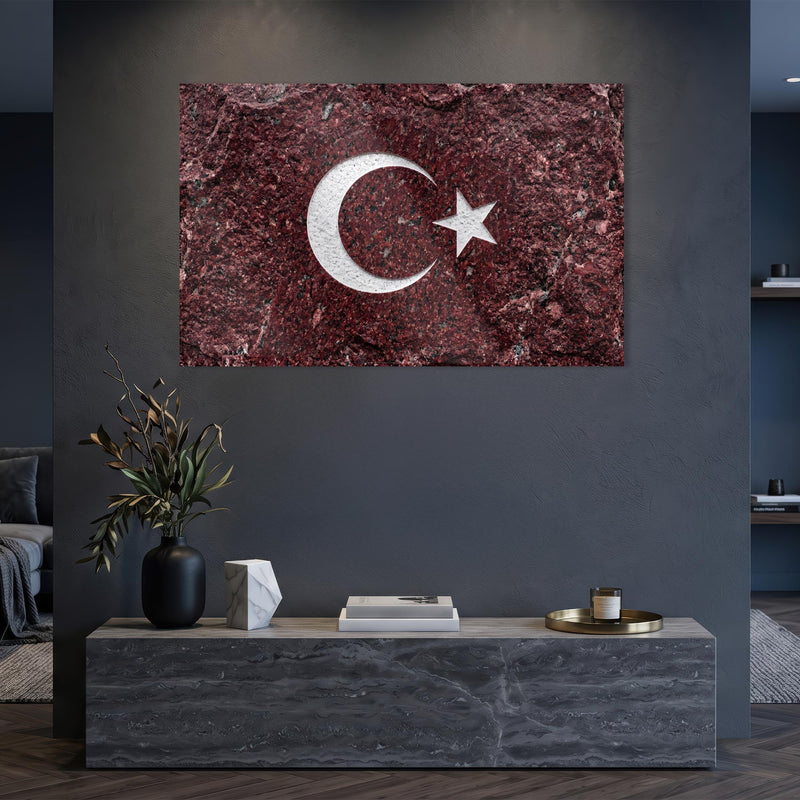 Granit Görünümlü Türk Bayrağı Cam Tablo – Cam Tablo