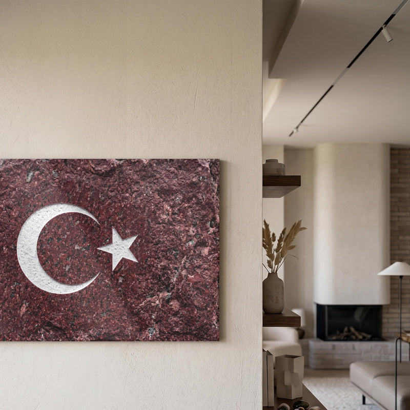 Granit Görünümlü Türk Bayrağı Cam Tablo – Cam Tablo