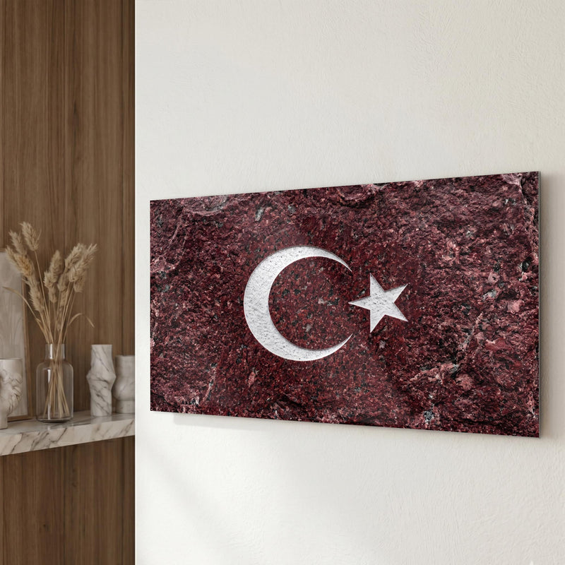 Granit Görünümlü Türk Bayrağı Cam Tablo – Cam Tablo