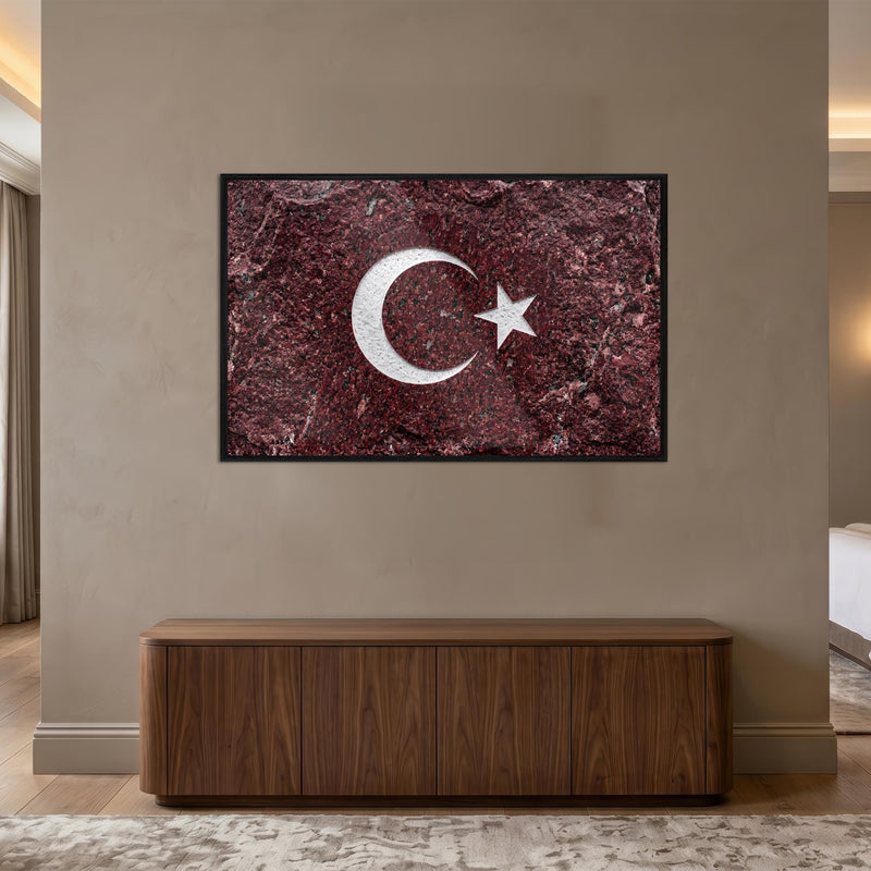 Granit Görünümlü Türk Bayrağı Cam Tablo – Cam Tablo