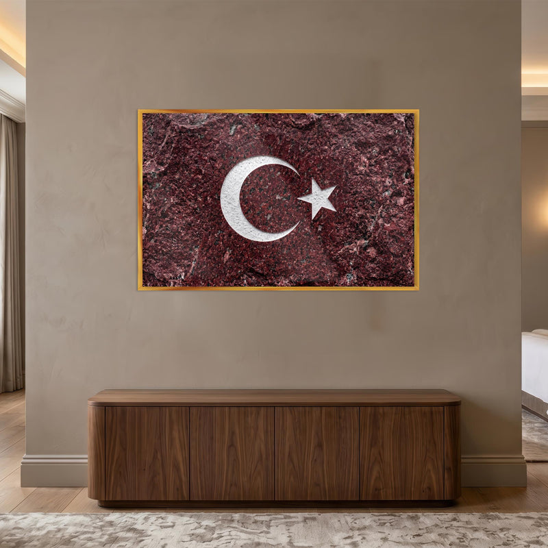 Granit Görünümlü Türk Bayrağı Cam Tablo – Cam Tablo