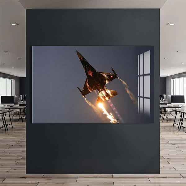 Türk F16 Uçağı Cam Tablo