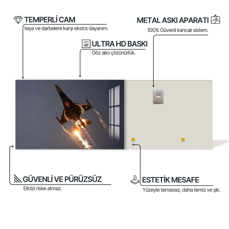 Türk F16 Uçağı Cam Tablo – Cam Tablo