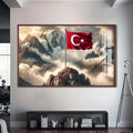 Türk Bayrağı Cam Tablo – Ceviz Çerçeveli Cam Tablo