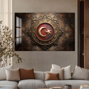Türk Bayrağı Cam Tablo