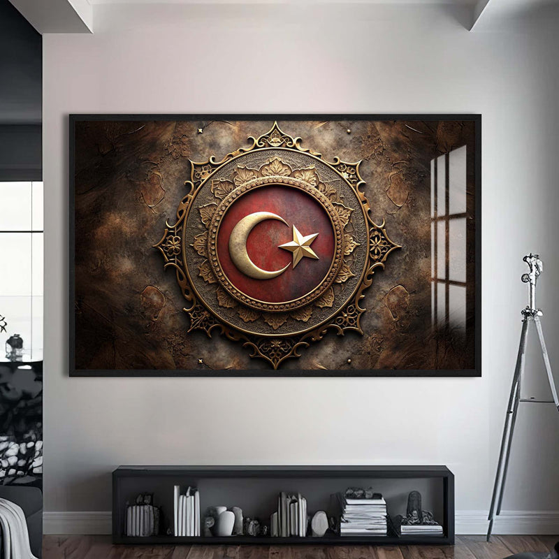 Türk Bayrağı Cam Tablo – Siyah Çerçeveli Cam Tablo