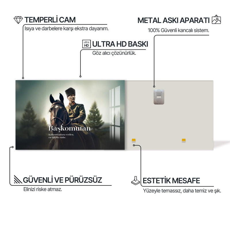 Başkomutan Atatürk Cam Tablo – Cam Tablo