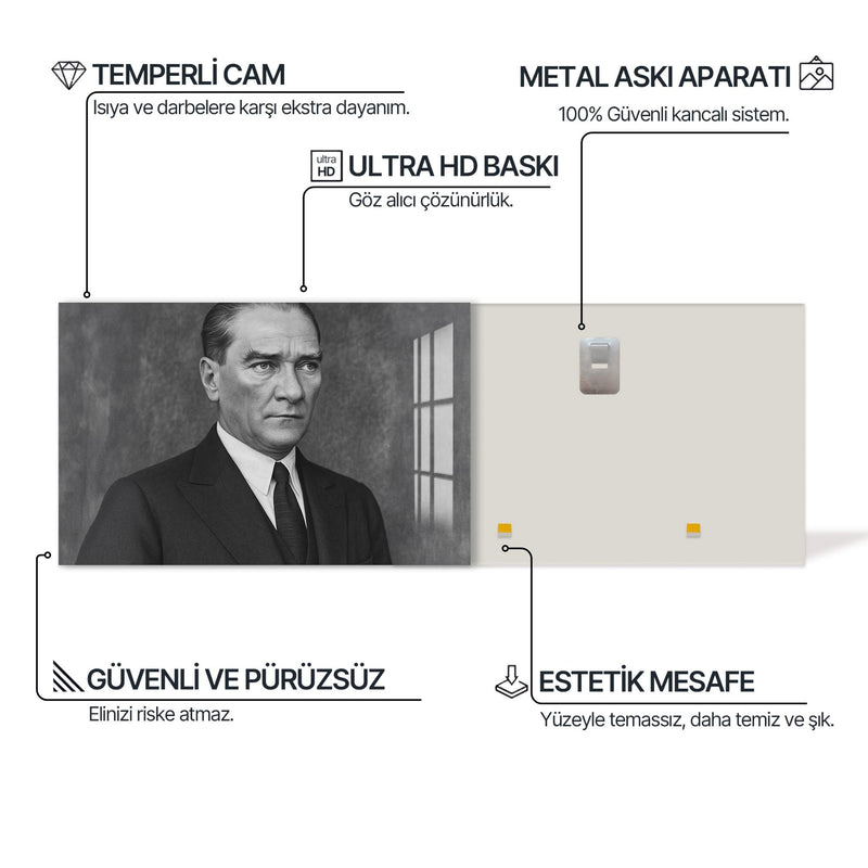 Kararlı Bakış Atatürk Cam Tablo – Cam Tablo