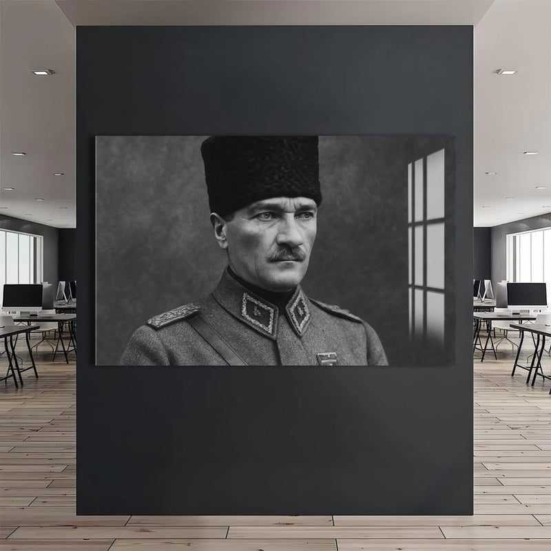 Askerî Üniformalı Atatürk Cam Tablo – Cam Tablo