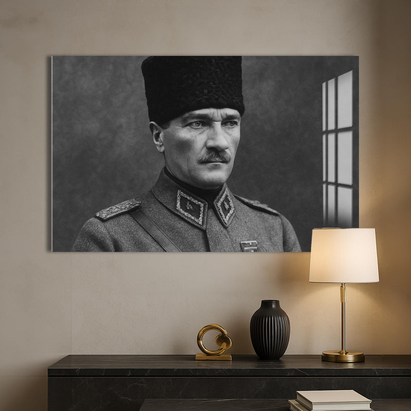 Askerî Üniformalı Atatürk Cam Tablo – Cam Tablo