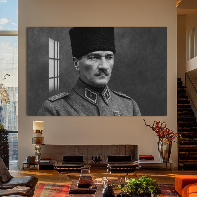 Askerî Üniformalı Atatürk Cam Tablo – Cam Tablo