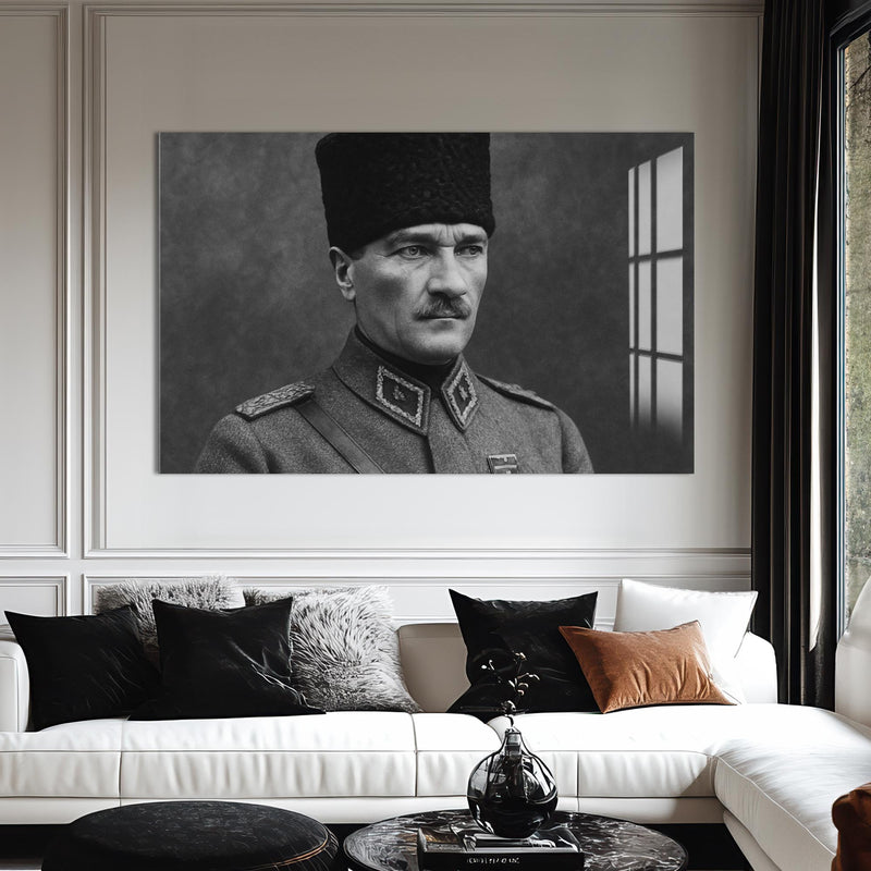 Askerî Üniformalı Atatürk Cam Tablo – Cam Tablo