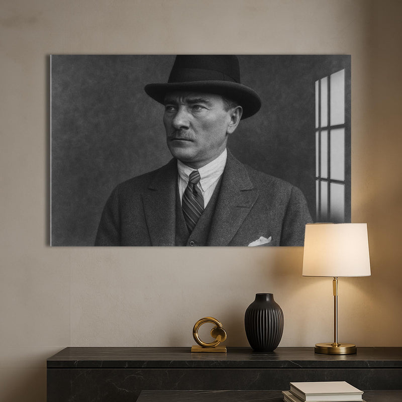 Fötr Şapkalı Atatürk Cam Tablo – Cam Tablo