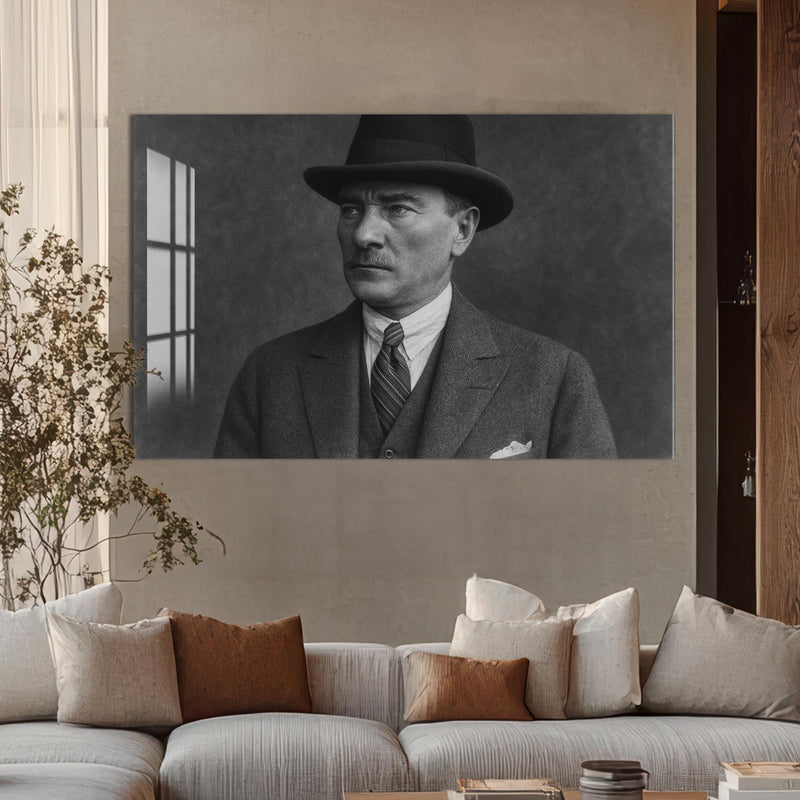 Fötr Şapkalı Atatürk Cam Tablo – Cam Tablo
