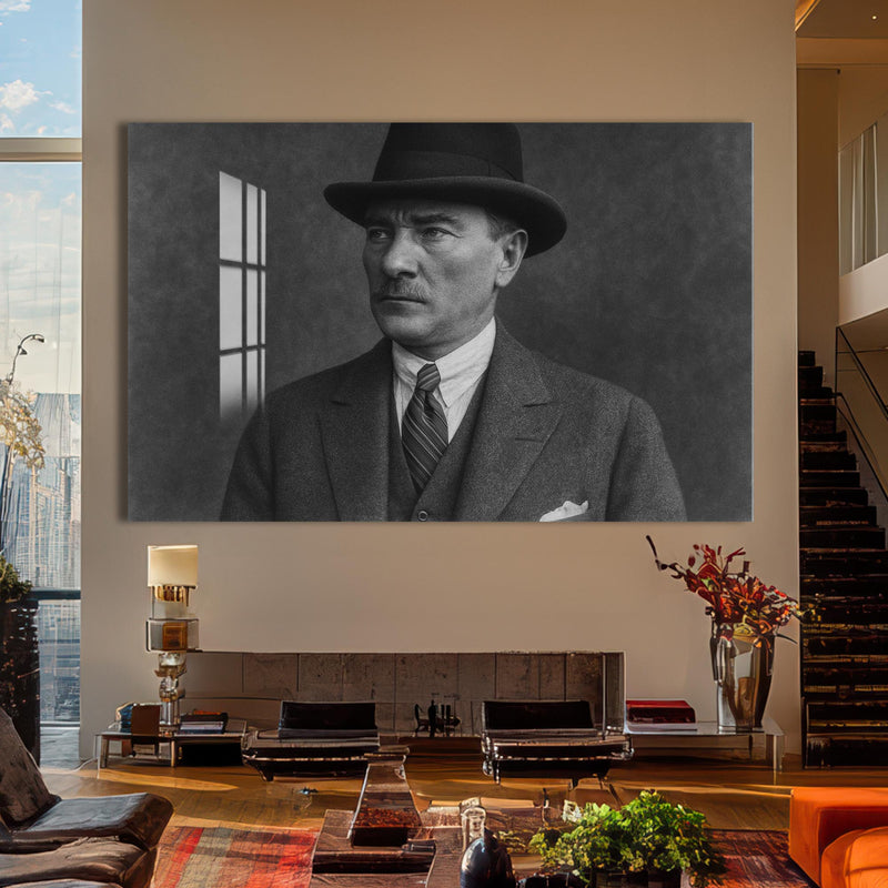 Fötr Şapkalı Atatürk Cam Tablo – Cam Tablo