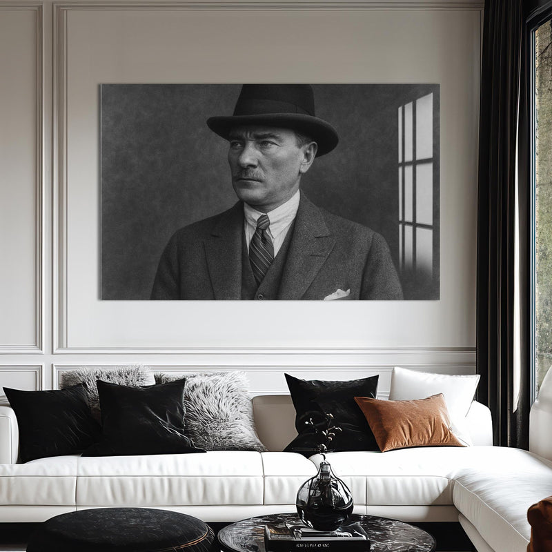 Fötr Şapkalı Atatürk Cam Tablo – Cam Tablo