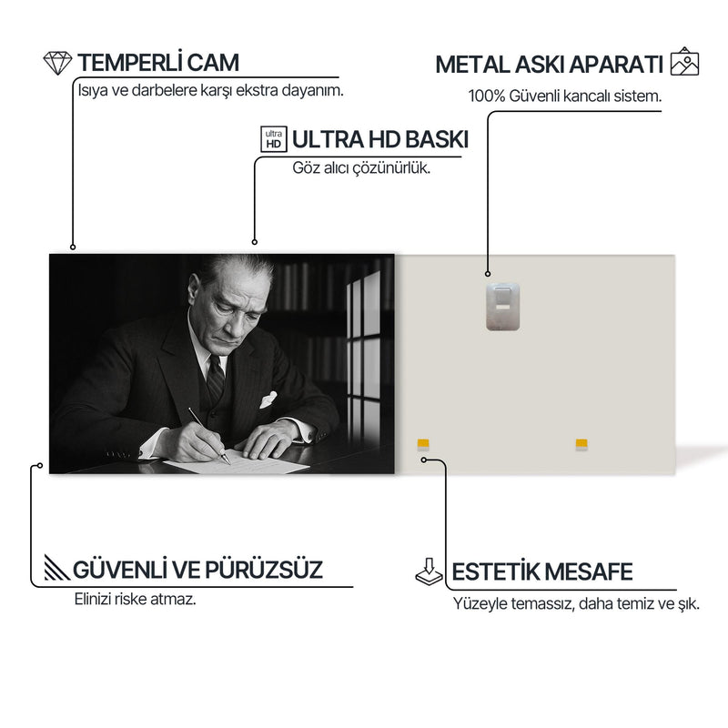 İmza Atan Atatürk Cam Tablo – Cam Tablo