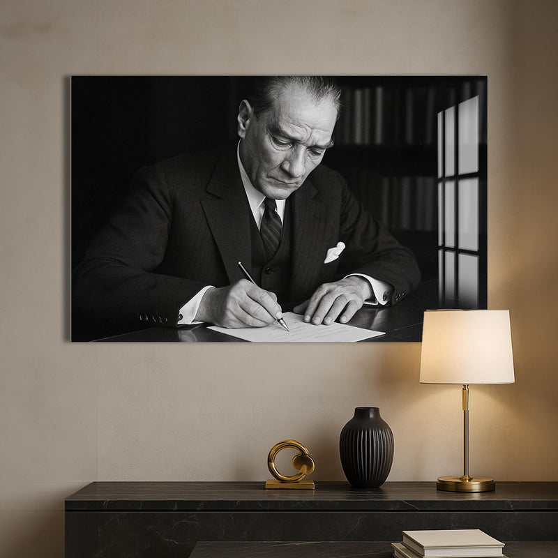 İmza Atan Atatürk Cam Tablo – Cam Tablo