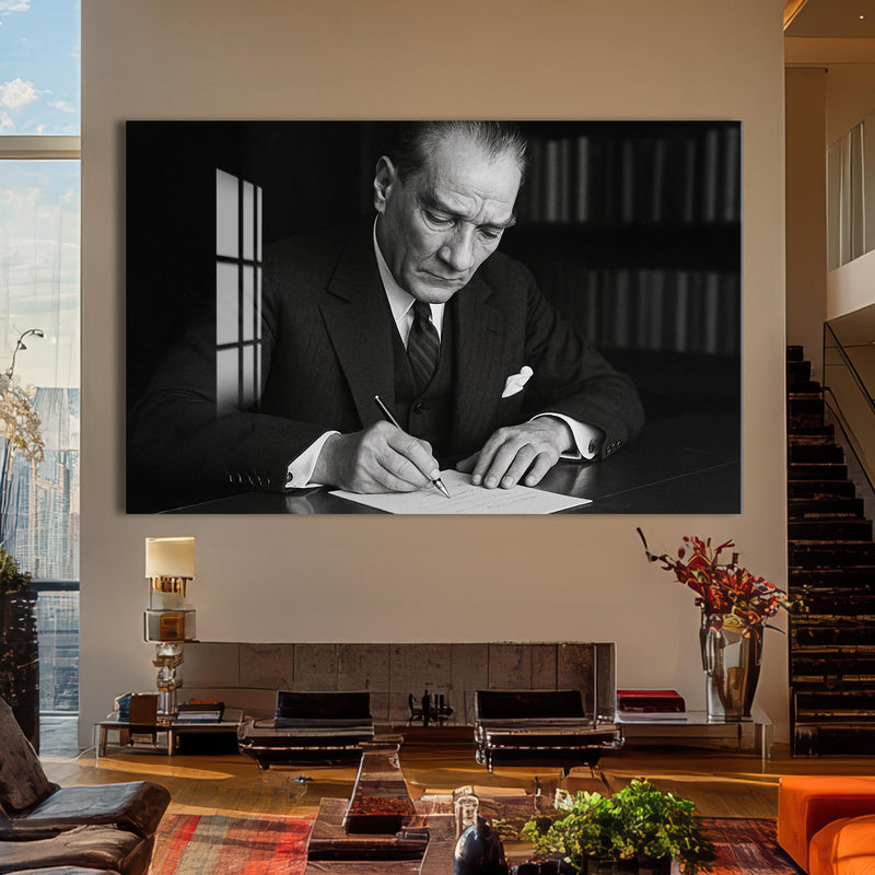 İmza Atan Atatürk Cam Tablo – Cam Tablo