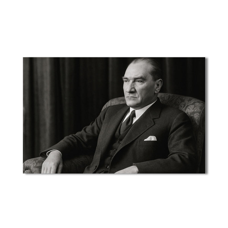 Koltukta Atatürk Cam Tablo – Cam Tablo