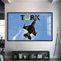 Türk F16 Uçağı Cam Tablo – Siyah Çerçeveli Cam Tablo