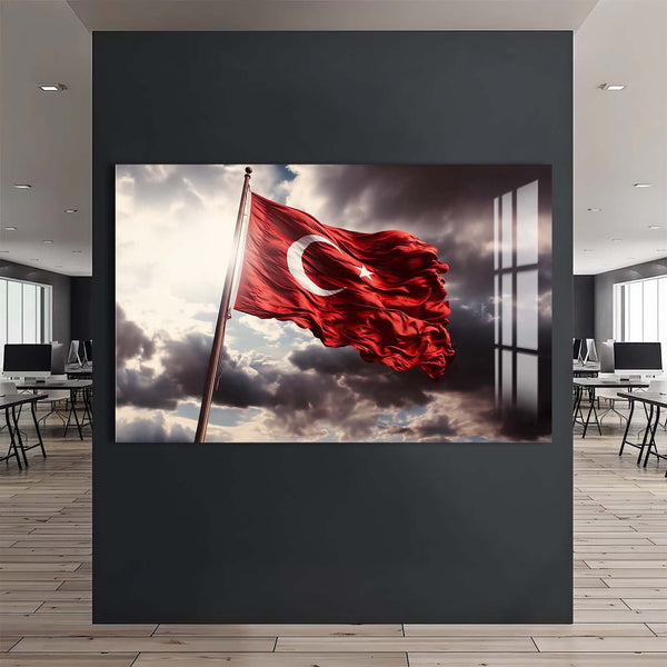 Türk Bayrağı Cam Tablo