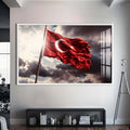 Türk Bayrağı Cam Tablo – Beyaz Çerçeveli Cam Tablo