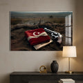 Türk Bayrağı Ve Silah Cam Tablo – Cam Tablo