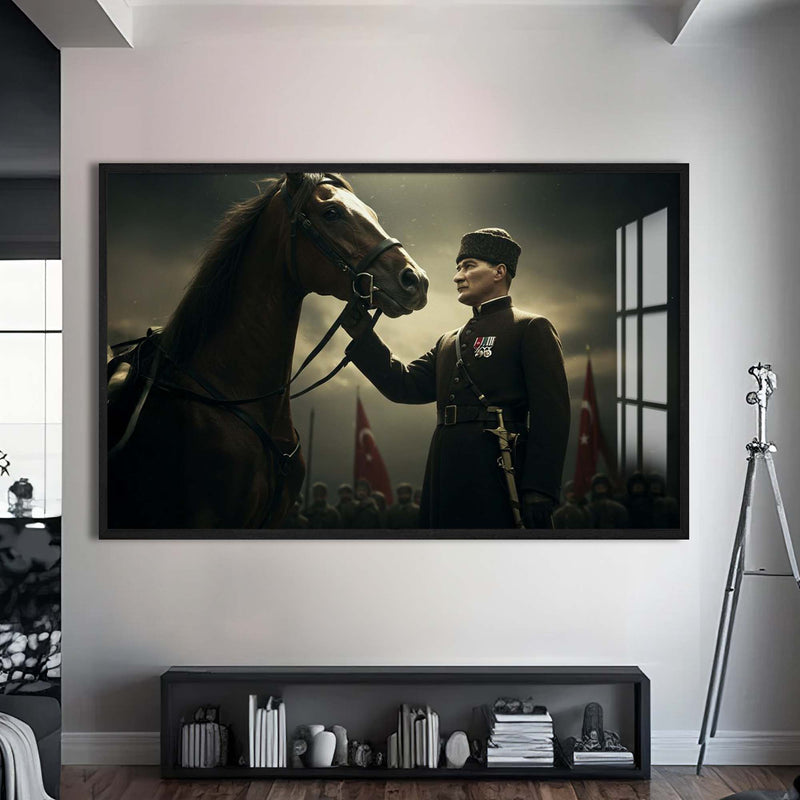Mustafa Kemal Atatürk Cam Tablo – Siyah Çerçeveli Cam Tablo