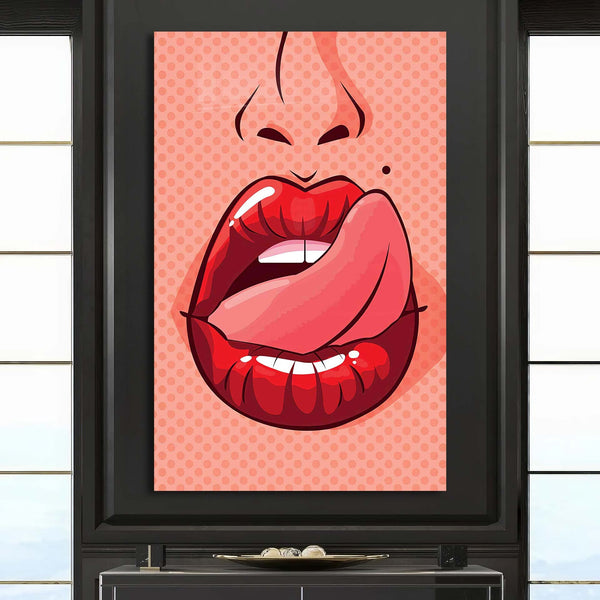 Kırmızı Dudaklar Cam Tablo