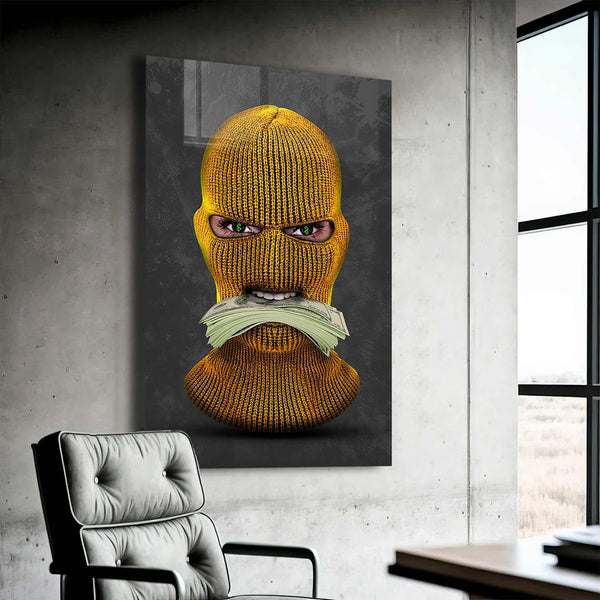 Maskeli Kadın Cam Tablo