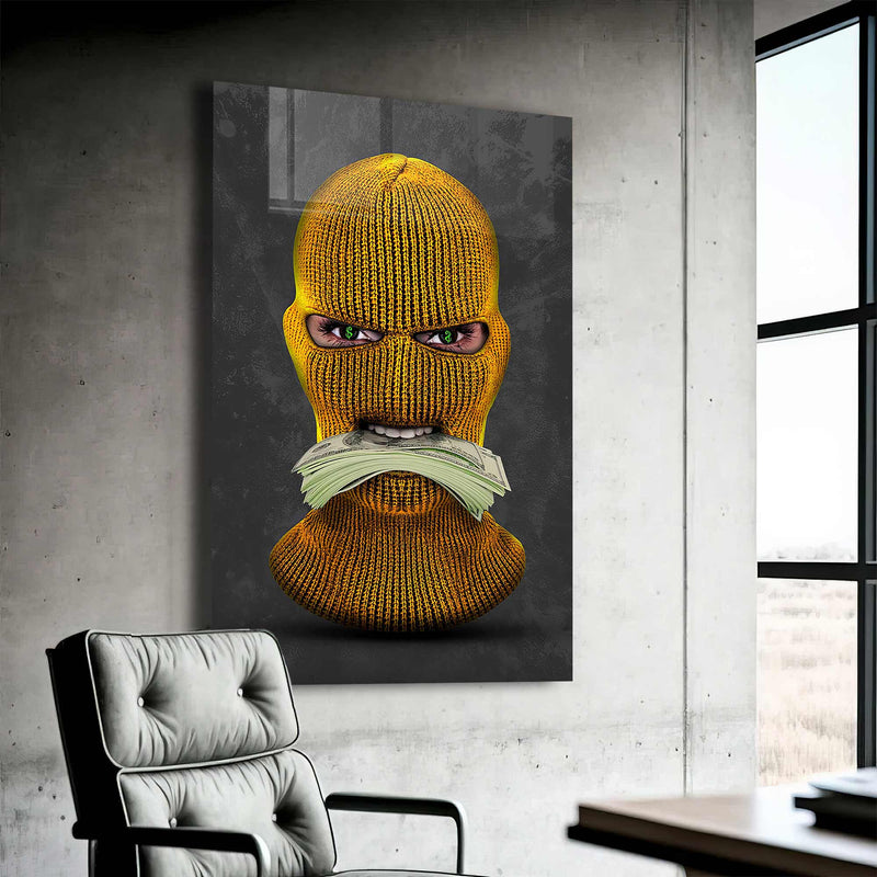 Maskeli Kadın Cam Tablo