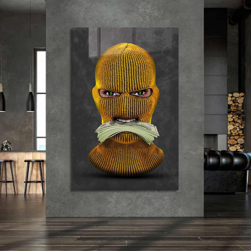 Maskeli Kadın Cam Tablo