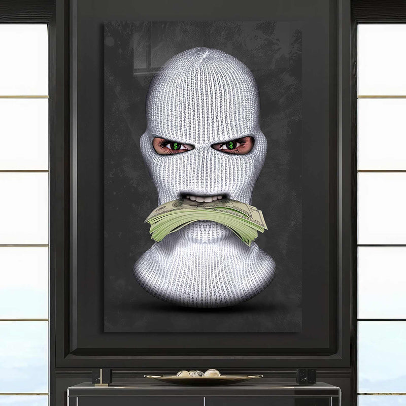 Maskeli Kadın Cam Tablo