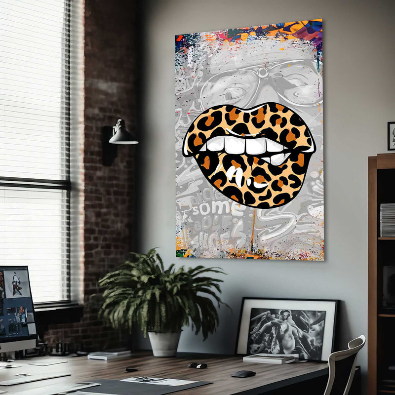 Leopar Dudak Cam Tablo