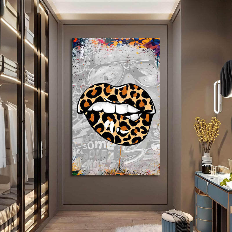Leopar Dudak Cam Tablo